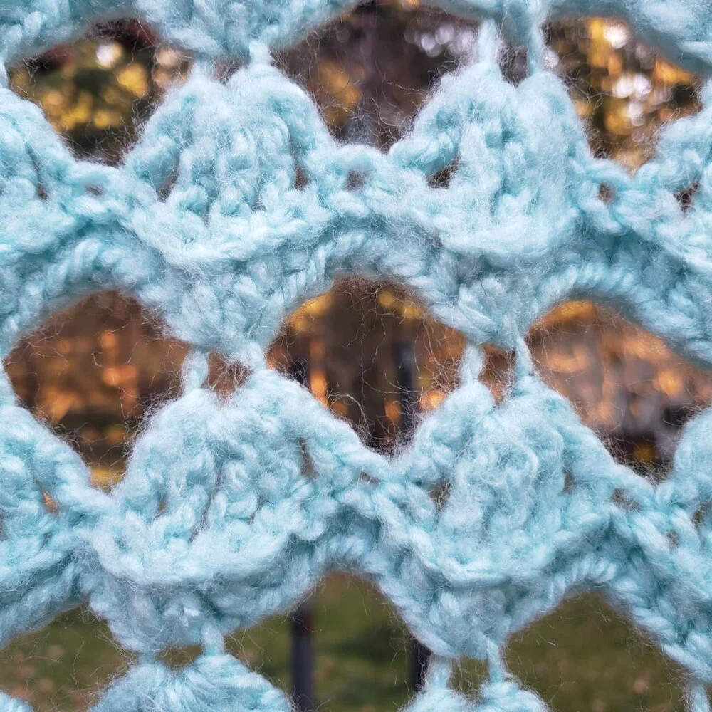 Blue Shade and White- Handmade Throw/Lap Blanket